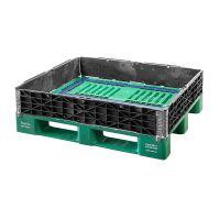 Plastový stohovací rám na palety, skládací, 4 závěsy, 1200x1000x200mm