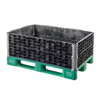 Plastový stohovací rám, skládací, 4 závěsy, 1200x800x200mm