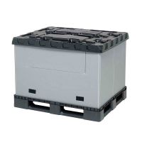 Plastový paletový box, skládací, 3 nohy, s výklopným prvkem, 1227x1027x965mm